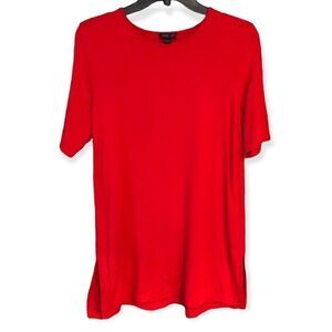 J. Jill S Red Short Sleeve Casual Jersey Stretch Workwear Long T-Shirt